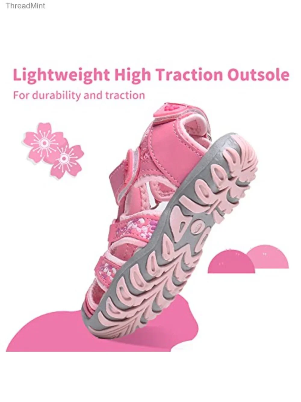 Kids Closed Toe Athletic Sandals Hook Loop Quick Dry Sport